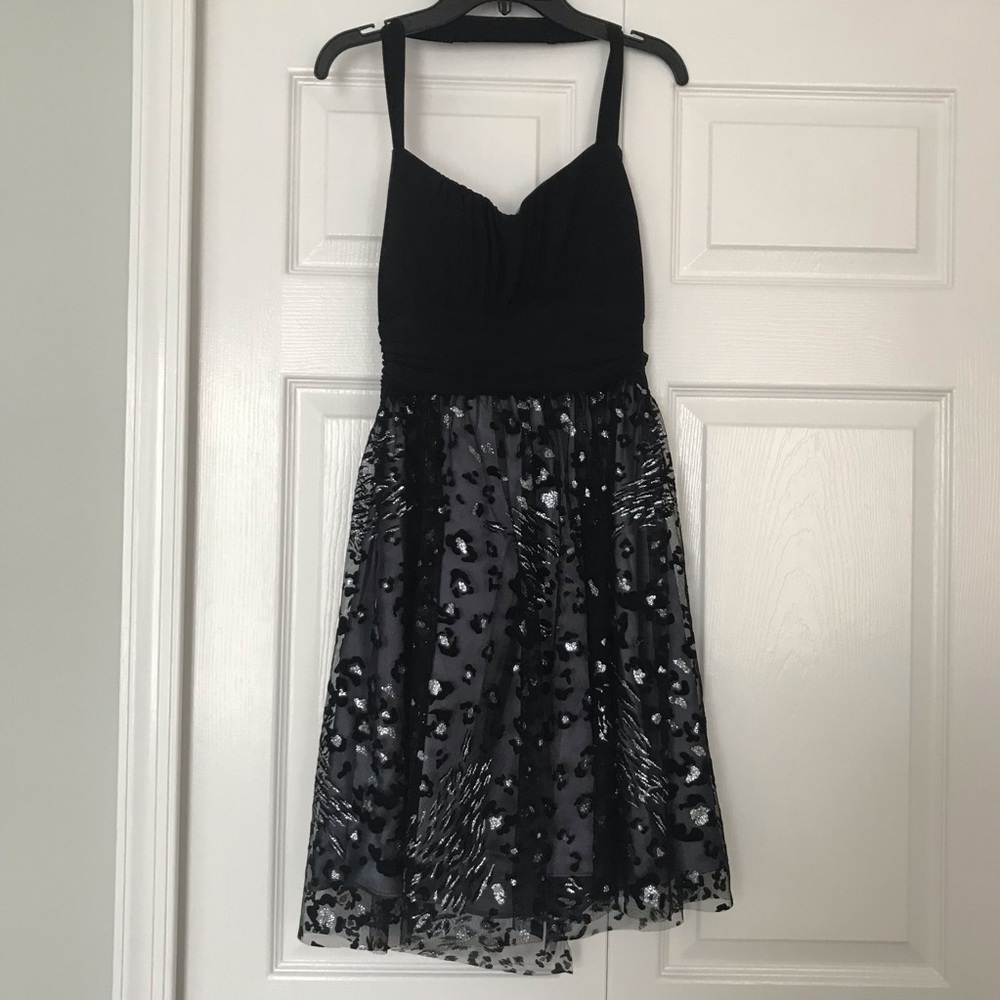 Jump Apparel Leopard Print Halter Dress Size 1/2 Satin Metallic